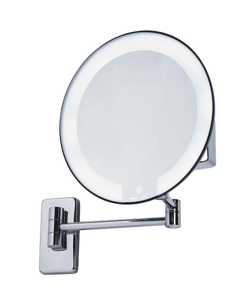 Miroir Rond Pourtour Lumineux Grossissant X 5 sur Batterie Bras Laiton Chrome Miroirs Grossissants JVD 